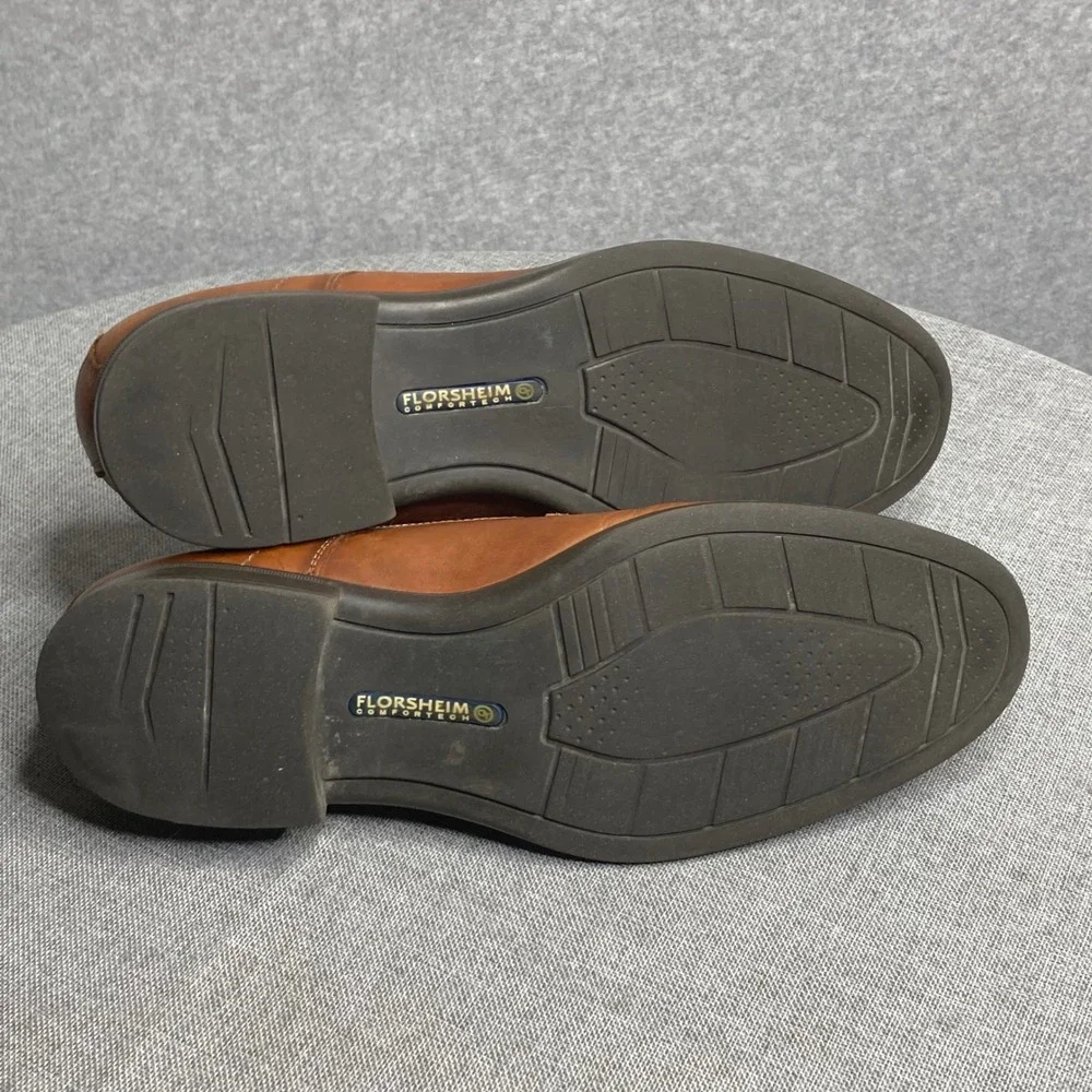 Florsheim Mens 11.5D Leather Dress Shoes Comfortech Oxford Brown‎ Lace Up